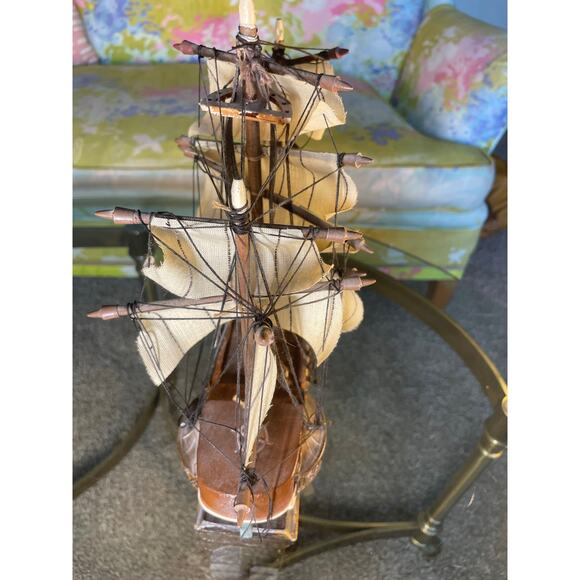 VELERO ESPANOL Ano 1768 Vtg Sailboat Model Ship Wooden Boat - Picture 2 of 16